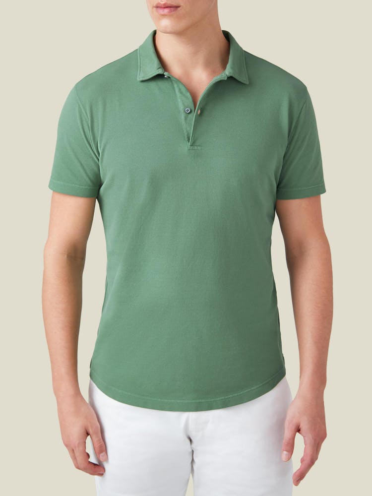 Green Short-sleeved Cotton Polo