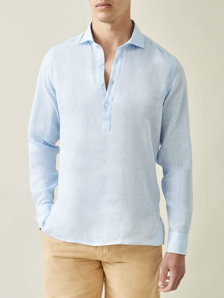 Ravello No Tuck Short Sleeve White Linen Shirt - Slim Fit –