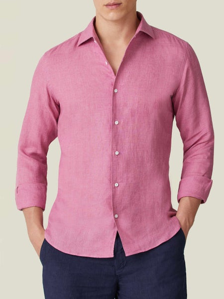 Capri Linen Shirt in Berry Pink for Mens, SWIMS